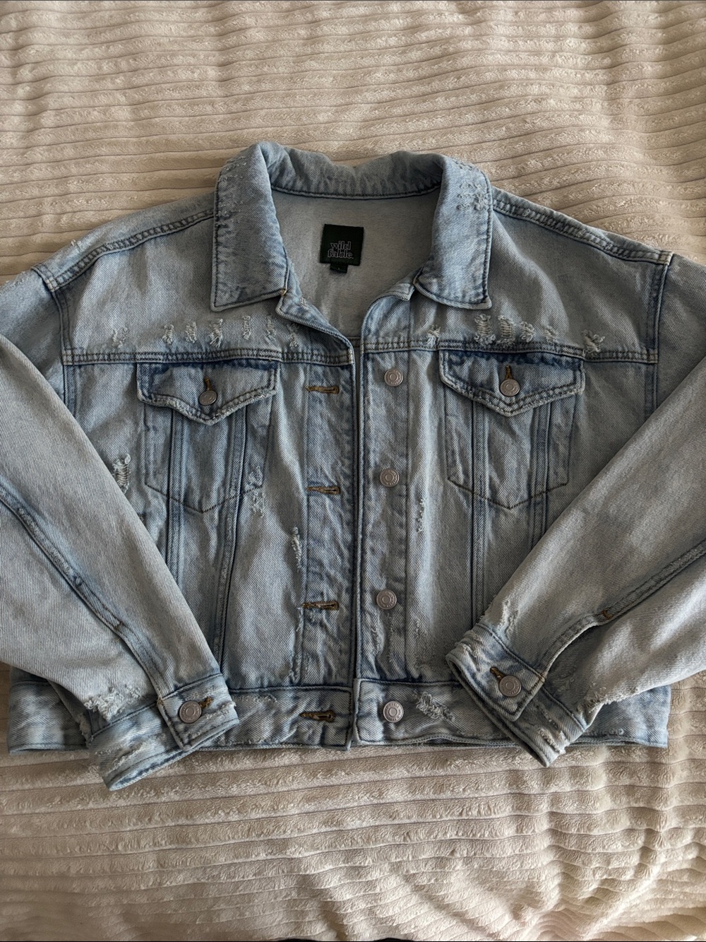 wild fable Light Wash Distressed Denim Jacket